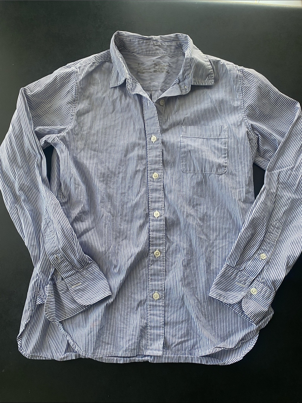Women’s Blue Striped Button-Up Shirt